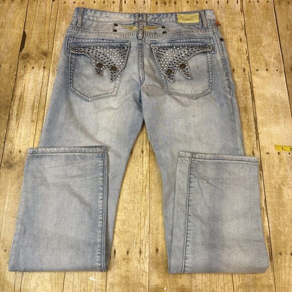 Robin Jeans Robins Jean .Vintage Long Flap Pockets Swarovski Crystals - Picture 1 of 16